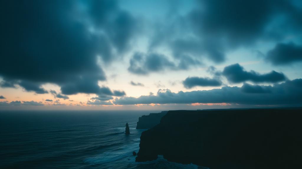 Mood reference for scene 1: Storm over the cliffs
